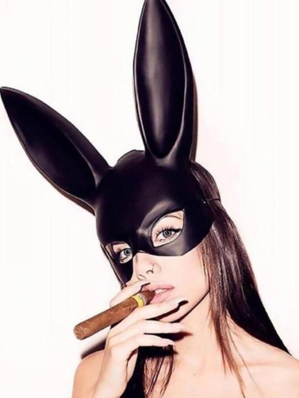 Matte Black Bunny Girl Mask, Sexy Cosplay Eye Mask, Halloween Costume Party Prop
